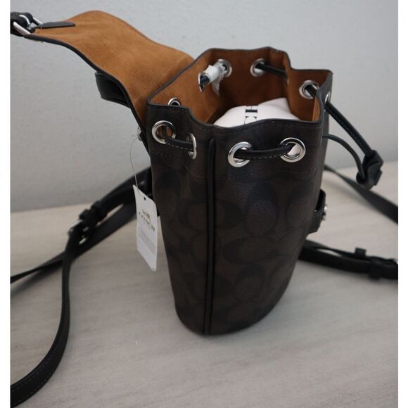 Coach CL458 Silver/Brown Black Signature Canvas Amelia Convertible Backpack - Picture 11 of 16